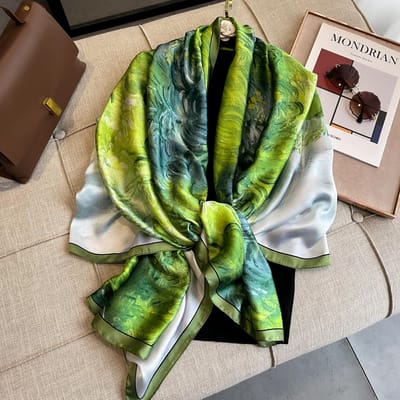 180*90cm Écharpe de Luxe pour Femmes Été Châle en Soie Enveloppement pour Dame Foulard Doux pour Femme Écharpe de Designer Châle de Plage Bandana Foulard Écharpe black