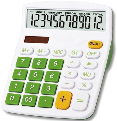 Zeynomax - Tafelrekenmachine - Zonnebatterij - Dual Power - 12-cijferig LCD-display - Financiële calculator - Ideaal voor kantoor en school - Groot ..