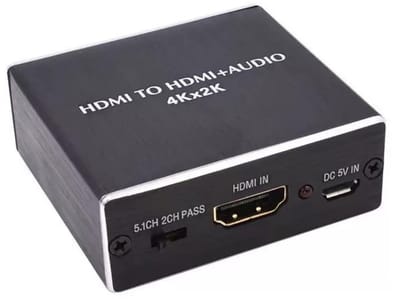 carmdering - HDMI Audio Extractor - HDMI Naar Audio Converter - Geluid Afsplitser - 4K@30Hz, 3D, SPDIF (2.0/5.1) en 3,5mm stereo - Incl. RCA, USB en optische kabel - Voor PS4, Xbox, Blu-ray en streaming apparaten