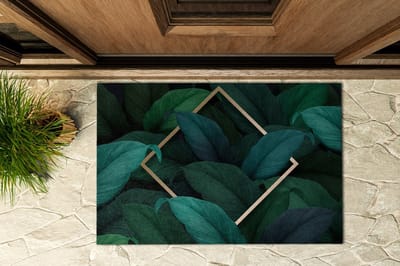 Coloray Buiten Deurmat - Donkergroen Polyamide Deurmat - Tropische bladeren Robuuste Buitenmat - Stijlvolle Buitenruimte - Deurmat Tegen Sneeuw - Decoratieve Buitenmat Voor Hal Of Veranda - 90x60 cm