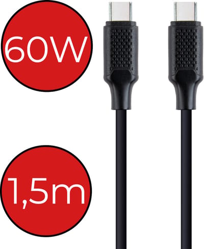 USB-C Kabels Oplaadkabel (60W) Datakabel USB C Kabel - USB C naar USB A Kabel - USB C Oplader - 1.5 meter - Zwart