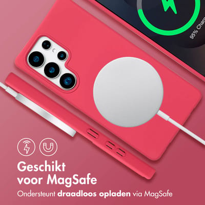 imoshion Hoesje - Geschikt voor Samsung Galaxy S25 Ultra - Color Backcover met afneembaar koord Magnetische Ring - Red Raspberry