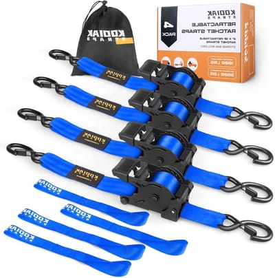 Automatische spanbanden - Spanbanden met ratel - Lading zekeren - Zelfoprollend mechanisme - 50 mm x 3 m - blauw