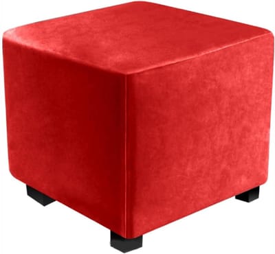Poef hoes - Voetenbank bescherming - Meubels opfrissen - Zacht fluweel materiaal - Tot 60cm - Rood