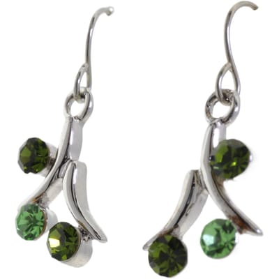 Behave - Oorbellen zilverkleur met groene steentjes - nikkelvrij - 3 cm