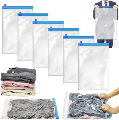 TuseRxln Vacuümzakken - Roll-Up - Transparant PA+PE - 60x40 cm - 6 stuks - Reizen/Camperen