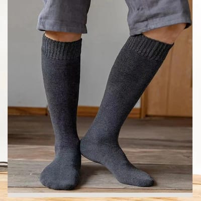 Winter Heren Knie Hoge Sokken Wol Houd Warm Langer Kous Compressie Wintersokken Katoen Verdikken Bedek Kuit Sokken Cadeau One Size