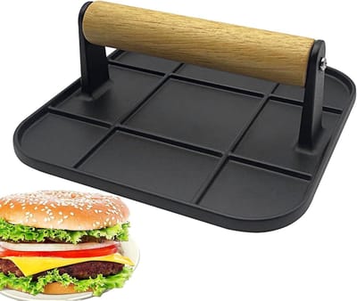 Burgerpers - Vleespers Grill - Perfecte Burgers Maken - Stevig Aluminium - 165 cm - Zwart