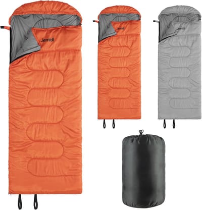 Slaapzak Volwassenen & Kinderen - 4 Seizoenen -5°C - Waterdicht Lichtgewicht - Kamperen & Festival - 220 x 80 cm - Grijs