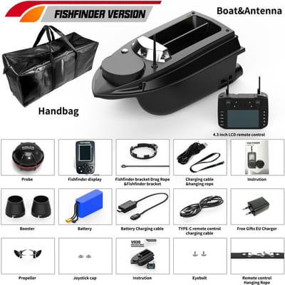 800m GPS-visboot 9 visgronden 180 punten aasboot 6,6 lbs laadondersteuning Automatisch Fishfinder Version zwart