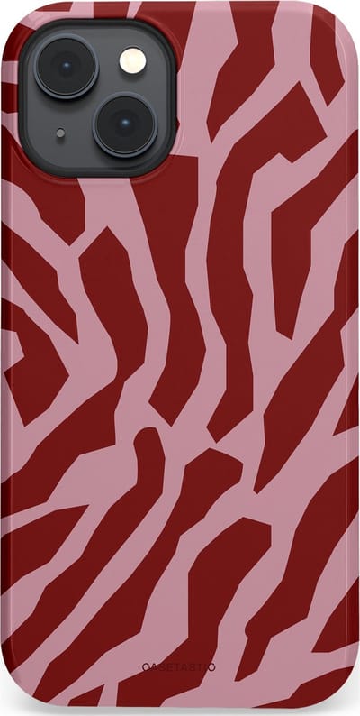 Casetastic Hoesje Geschikt voor Apple iPhone 14 Plus Magsafe - Stijlvolle Beschermende Duo-layer Case - Rode Roze Framboos Zebra Strepen