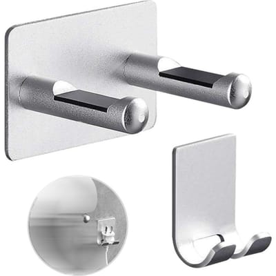Support mural pour sèche-cheveux en alliage d'aluminium avec prise pour salle de bain argenté