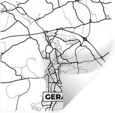 Muurstickers - Sticker Folie - Plattegrond - Gera - Kaart - Stadskaart - 100x100 cm - Plakfolie - Muurstickers Kinderkamer - Zelfklevend Behang XXL - Zelfklevend behangpapier - Stickerfolie
