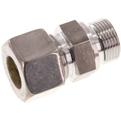 G 3/4'' Buitendraad x 20S RVS Rechte Knelfitting met FKM Afdichting 400 Bar DIN 2353 - FL2S-MO-STFP-034G-20-S