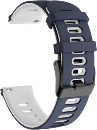 Siliconen bandje - geschikt voor Garmin Venu (2 Plus) / Venu SQ (2) / Vivomove (Style - Sport) / Vivoactive 3 / 5 / 6 / Forerunner 55 / 165 / 245 / 645 / 570 - 42mm - donkerblauw-wit
