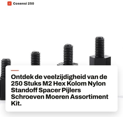 Dailygoods - 250 Stks M2 Hex Kolom Nylon Standoff Spacer Pijlers Schroeven Moeren Assortiment Kit - Handig voor Elektronische Toepassingen - Inclusief...