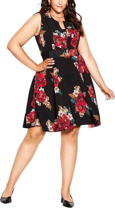 Elegante Groene Jurk met Bloemenprint voor Dames - Grote Maten