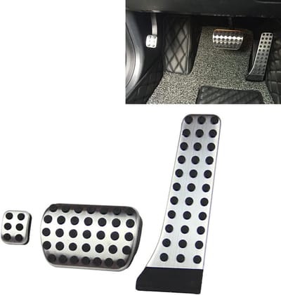 Pedaal Covers - Auto Accessoires - Veiliger Rijden - Antislip Functie - 3 Stuks - Zwart Zilver