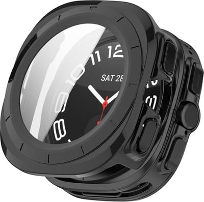 Watch case screenprotector - hoesje - gehard glas - geschikt voor Samsung Galaxy Watch Ultra (47 mm) - zwart