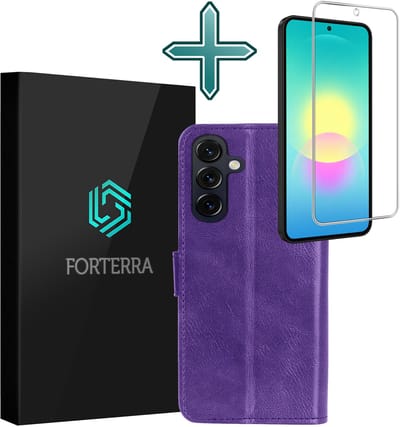 Hoesje Met Screenprotector - Geschikt voor Samsung Galaxy A27 - Luxe Pasjeshouder - Flipcase - Bookcase Portemonee - Flip Case - Kunstleer Book Case - Book Cover - Walletcase - Portemonneehoes - Paars