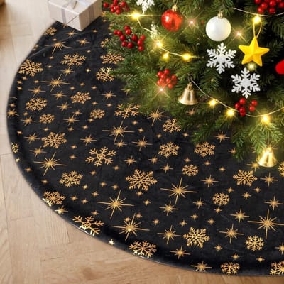 Dailygoods- Kerstboomrok 90 cm - Fluwelen Kerstboomrok - Sneeuwvlokken - Kerstboomdeken - Decoratie - Duurzaam en comfortabel - Kerstboomtapijt