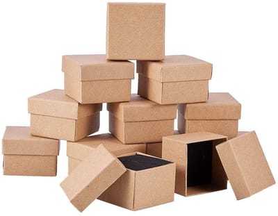 JHUBERS- Sieradendozen 24 stuks - Kartonnen Geschenkdozen met Deksel - Vierkante Dozen - Voor Ringen/Hangers - Hoogwaardig Karton - Juweliersspons Binnenkant