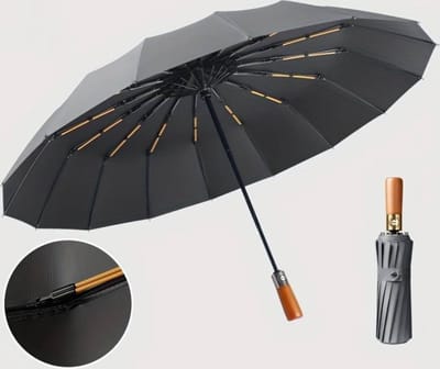 Dutchers® Paraplu - Stormparaplu Opvouwbaar - Inklapbaar - Zonbescherming UPF50 - Zwart - 108 CM Diameter