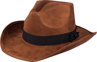 Boland - Hoed cowboy Adventure Bruin - 58 - Volwassenen - Unisex - Cowboy - Indiaan