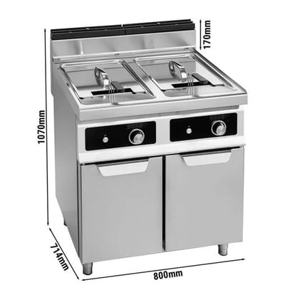 GGM Gastro Elektro Doppelfritteuse - 18+18 Liter - 27 kW - Bflex Digital Zilver