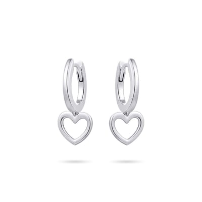 Jewels Inc. - Oorringen - Glad met scharnier en beweegbare open Hart - 9mm x 9mm - 13.5mmØ - Gerhodineerd Zilver 925