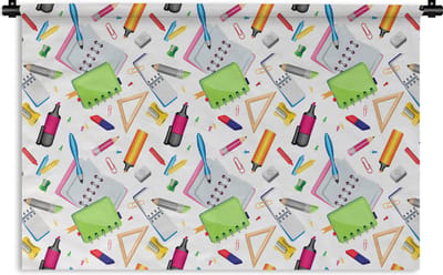 Wandkleed - Wanddoek - Patroon - School - Potlood - 180x120 cm - Wandtapijt