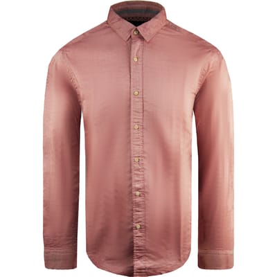 Scotch & Soda Slim Lange Mouw Effen Roze Heren Overhemd Van Katoen