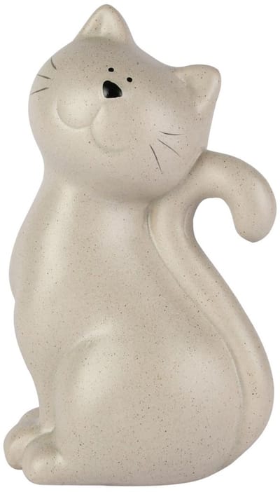 Dekoratief | Poes 'Cleo', beige, porselein, 9x8x16cm | A255141