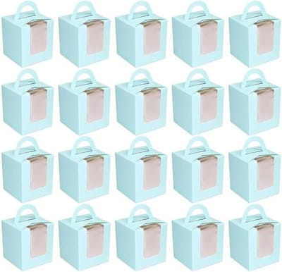 Geschenkdozen - Mini bakdozen - Cadeaus verpakken - Met venster - 20 stuks - Blauw