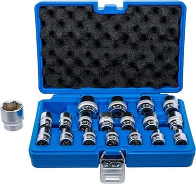 Dopsleutelset zeskant 12,5 mm (1/2") | 8-32 mm | 19-dlg. | Gereedschap