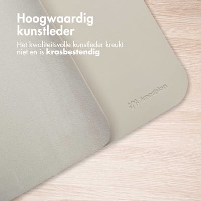 imoshion Bureau onderlegger 90 x 45 cm - Hoogwaardig Kunstleer - Bureau Accessoires - Bureau Organizer - Antislip Muismat XXL - Inclusief draagriem - Beige