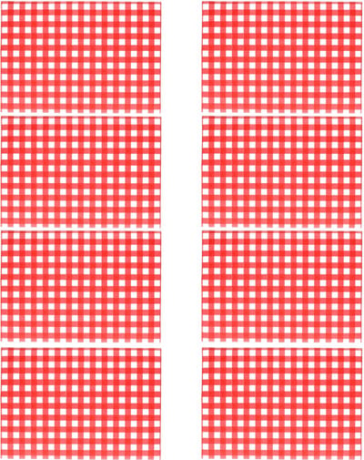 Bellatio Design Tafel Placemats - 8x - Bistro print - rood/wit geblokt - 43 x 28 cm - pvc - diner en ontbijt onderleggers