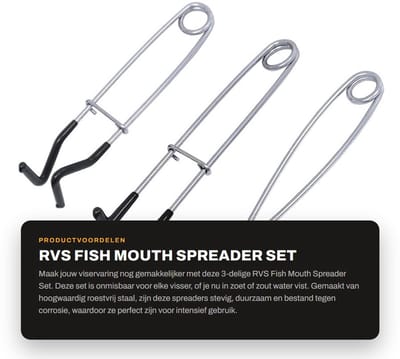 Dailygoods- Vismondspreider Set van 3 - Roestvrij Staal - Duurzaam - Antislip - Lichtgewicht - Geschikt voor Zoet- en Zoutwater - Visgereedschap