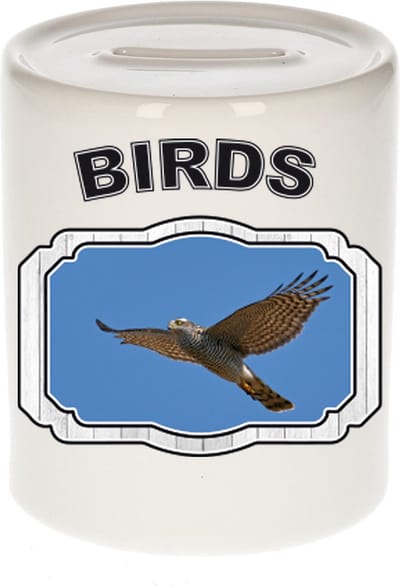 Dieren liefhebber vliegende havik roofvogel spaarpot 9 cm jongens en meisjes - keramiek - Cadeau spaarpotten vogels liefhebber