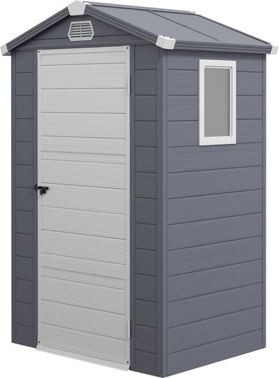 Outsunny Garden Storage Shed-Kunststof, Aluminium-133L x 102B x 208H cm-Donkergrijs