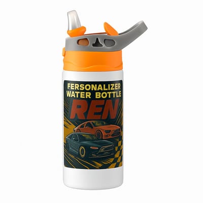 Zachte Pastel 'il_1140xN.4680380511_m9e1' Drinkfles – Trendy Hydratatiefles voor Pastel Liefhebbers - Waterfles voor kinderen (wit/oranje)