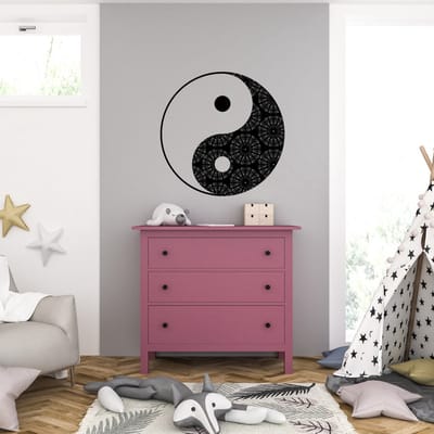 Muursticker - Yin Yang - 58 x 58 - Zwart