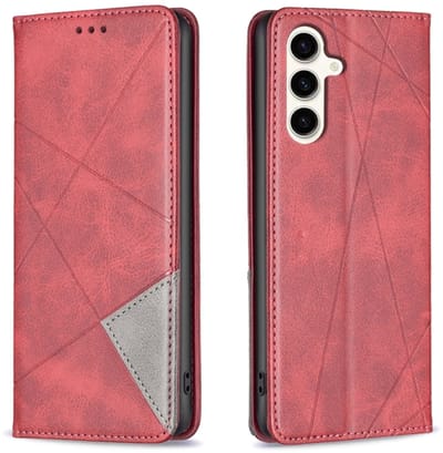 Voor Samsung Galaxy S24 FE 5G Rhombus Texture magnetische lederen telefoonhoes (rood)