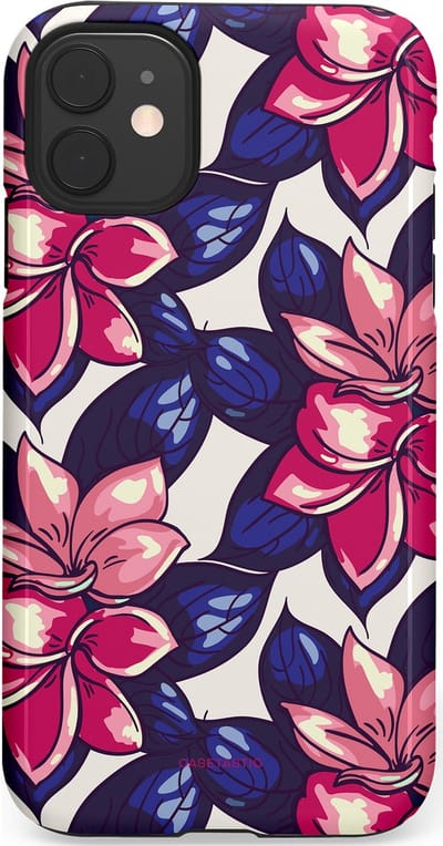 Casetastic hoesje geschikt voor Apple iPhone 11 - Dubbellaagse bescherming - Tropen paradijs - Fashion Case - Donkerblauw Roze Koraal Lila