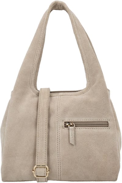 Charm London Sevilla Handtas - Suede - Leer - Schoudertas - Verstelbare en Afneembare Schouderband - Telefoonvak - Ritsvakken - Dames - Crossbody - Leren Dames Tas - Zand