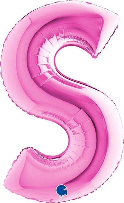 Folieballon 100cm letter S - fuchsia roze