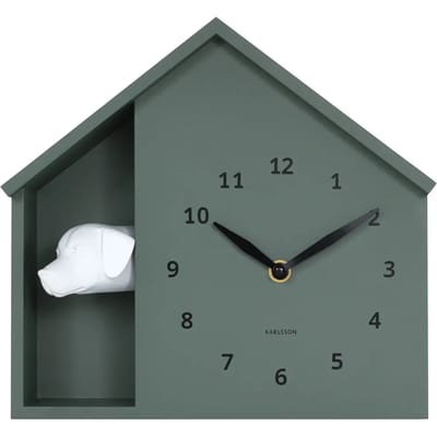 Karlsson Wandklok Peeking Doggy - Groen - 24.9x24.9x27cm - Wandklok Modern