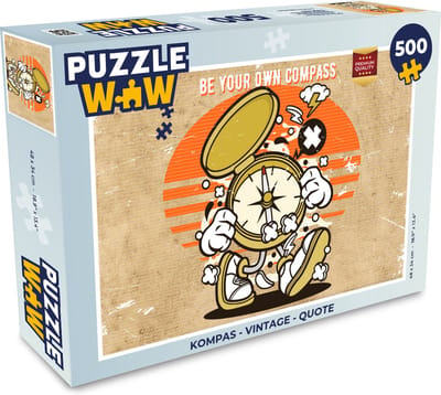 Puzzel Kompas - Vintage - Quote - Legpuzzel - Puzzel 500 stukjes