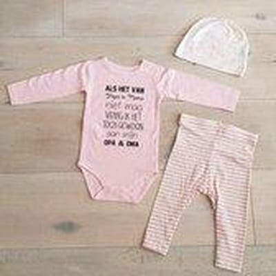pyjama Baby pakje cadeau geboorte meisje jongen set met tekst aanstaande zwanger kledingset pasgeboren unisex  romper lange mouw wit en broekje| Huispakje | Kraamkado | Gift Set babyset kraamcadeau babygeschenkset