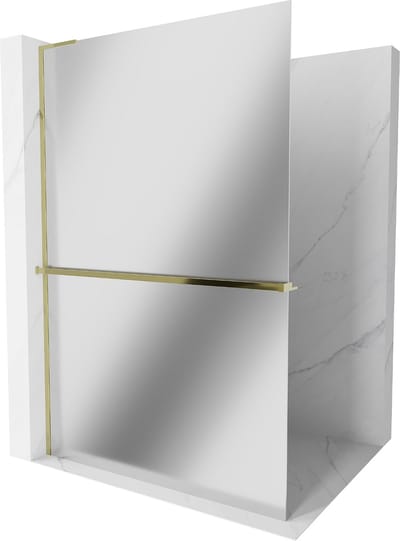 Mexen Kioto+ L douchewand met schap Walk-in 70 x 200 , spiegel, goud - 800-070-123-50-50